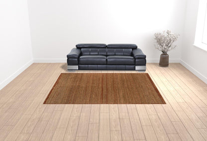 9' X 12' Orange Rust New Zealand Lambs Wool Hand Knotted Area Rug With Fringe