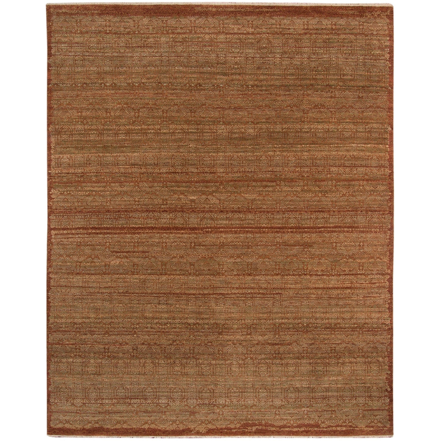 9' X 12' Orange Rust New Zealand Lambs Wool Hand Knotted Area Rug With Fringe