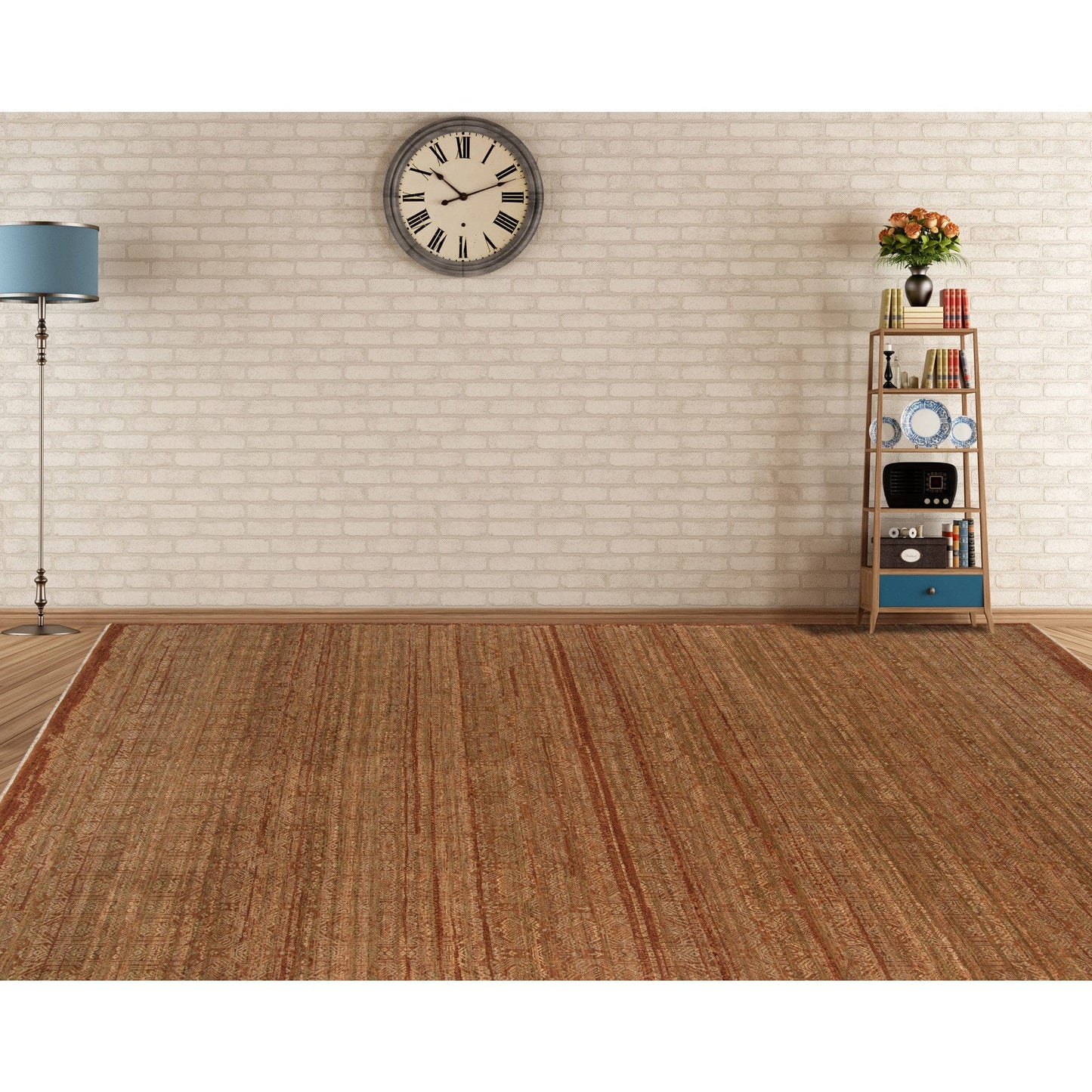 9' X 12' Orange Rust New Zealand Lambs Wool Hand Knotted Area Rug With Fringe