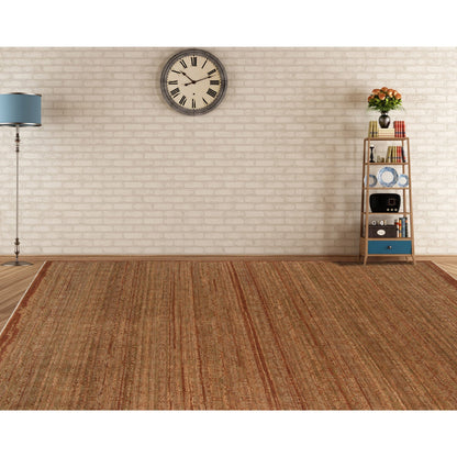 9' X 12' Orange Rust New Zealand Lambs Wool Hand Knotted Area Rug With Fringe