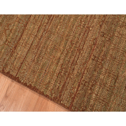 9' X 12' Orange Rust New Zealand Lambs Wool Hand Knotted Area Rug With Fringe