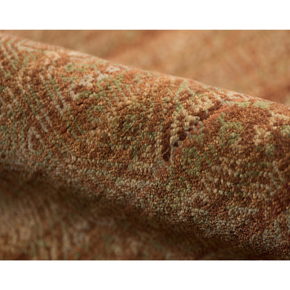 9' X 12' Orange Rust New Zealand Lambs Wool Hand Knotted Area Rug With Fringe