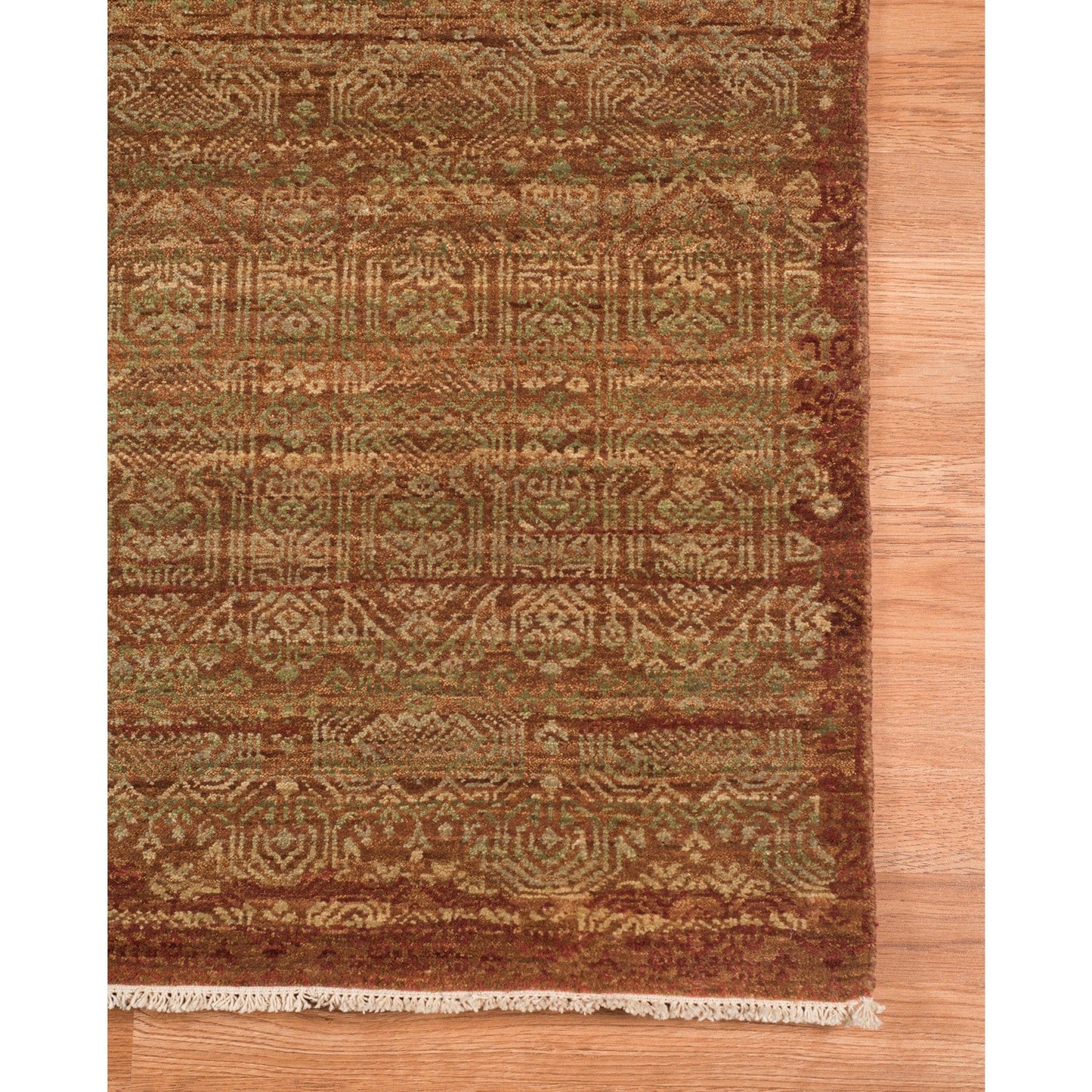 9' X 12' Orange Rust New Zealand Lambs Wool Hand Knotted Area Rug With Fringe