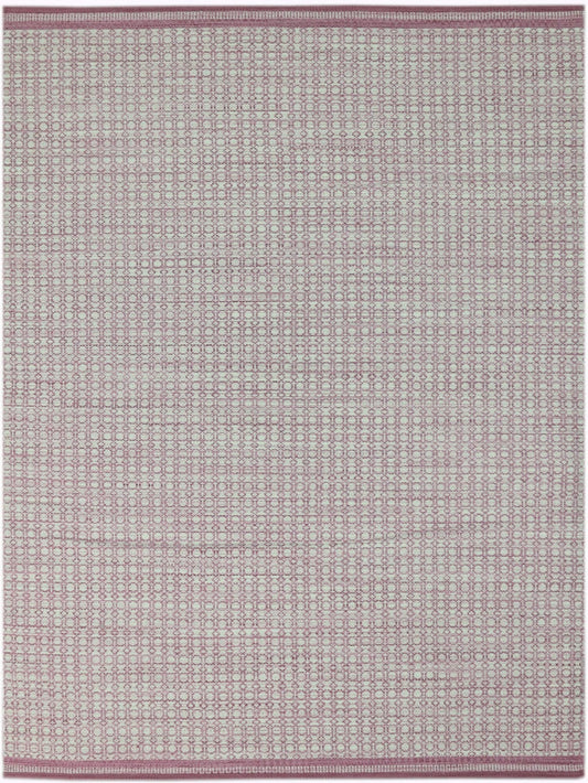 8' X 10' Pink Geometric Flat Weave Wool Blend Area Rug