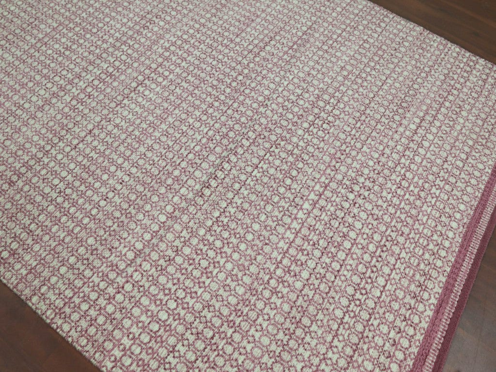 8' X 10' Pink Geometric Flat Weave Wool Blend Area Rug