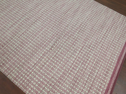 8' X 10' Pink Geometric Flat Weave Wool Blend Area Rug