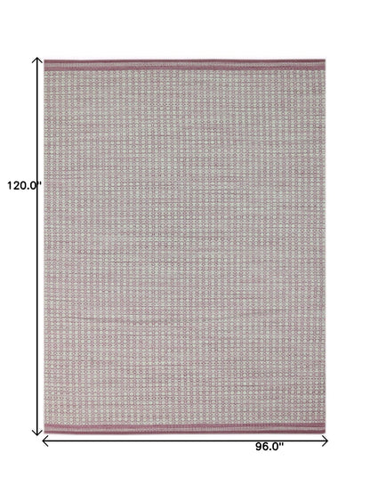 8' X 10' Pink Geometric Flat Weave Wool Blend Area Rug