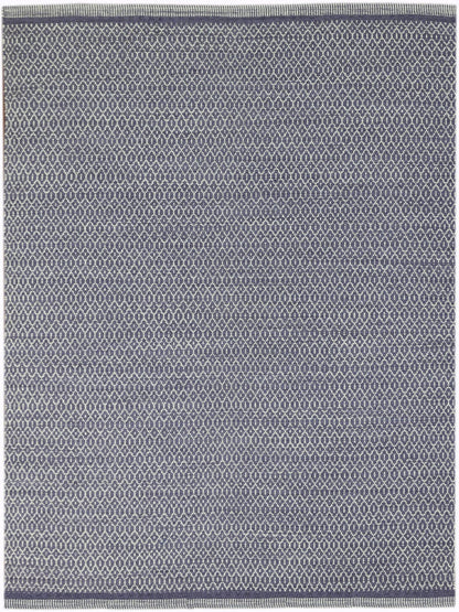 8' X 10' Blue And White Wool Geometric Flatweave Area Rug