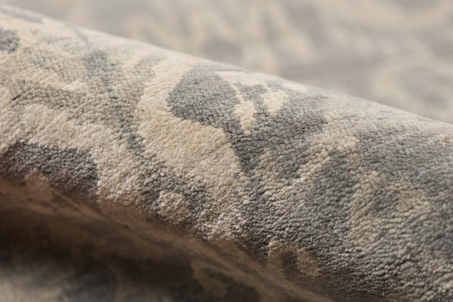 8' X 10' Gray Pearl Wool Damask Handmade Area Rug