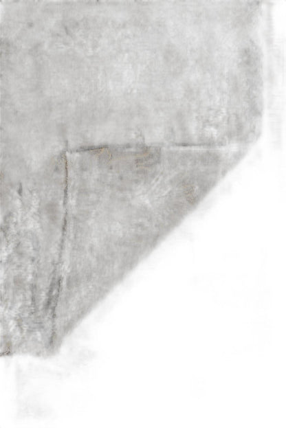 8' X 10' Gray Pearl New Zealand Lambs Wool Damask Distressed Area Rug With Fringe