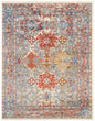 9' x12' Blue Red And Ivory Floral Power Loom Stain Resistant Area Rug