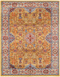 9' X 12' Blue Yellow And Ivory Oriental Power Loom Stain Resistant Area Rug