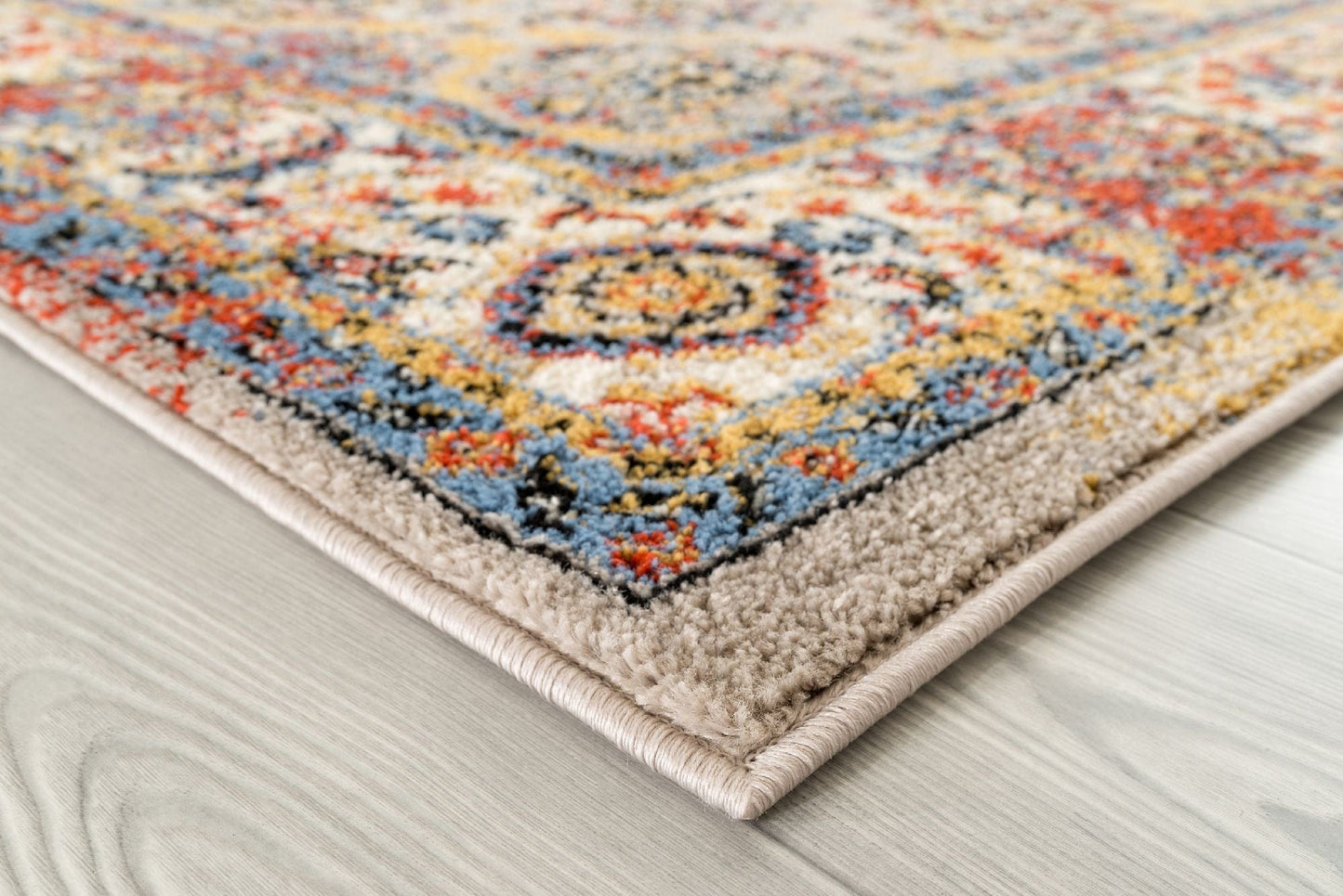 9' X 12' Yellow Blue And Red Geometric Stain Resistant Area Rug