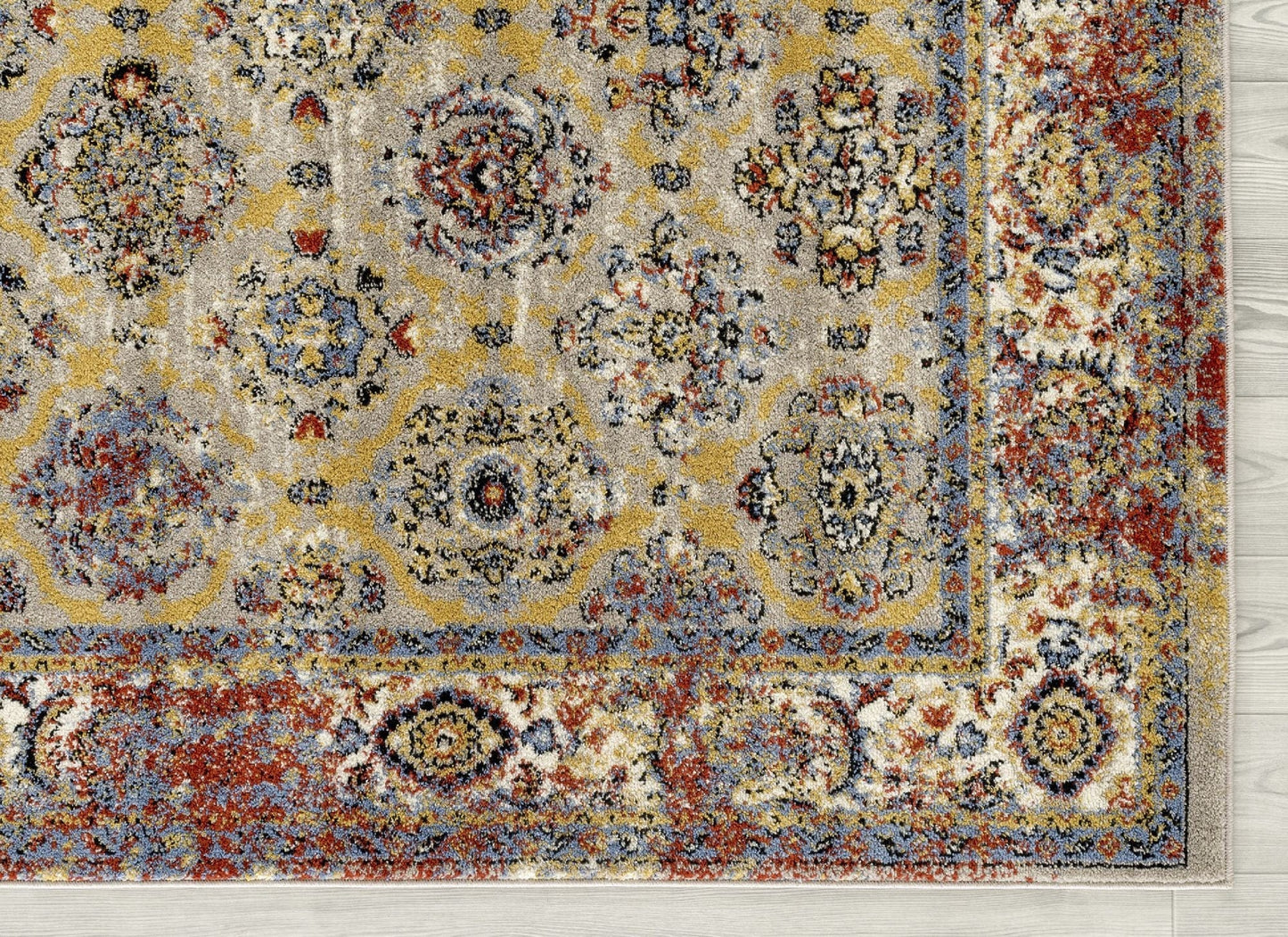 9' X 12' Yellow Blue And Red Geometric Stain Resistant Area Rug