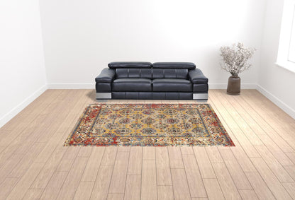 9' X 12' Yellow Blue And Red Geometric Stain Resistant Area Rug