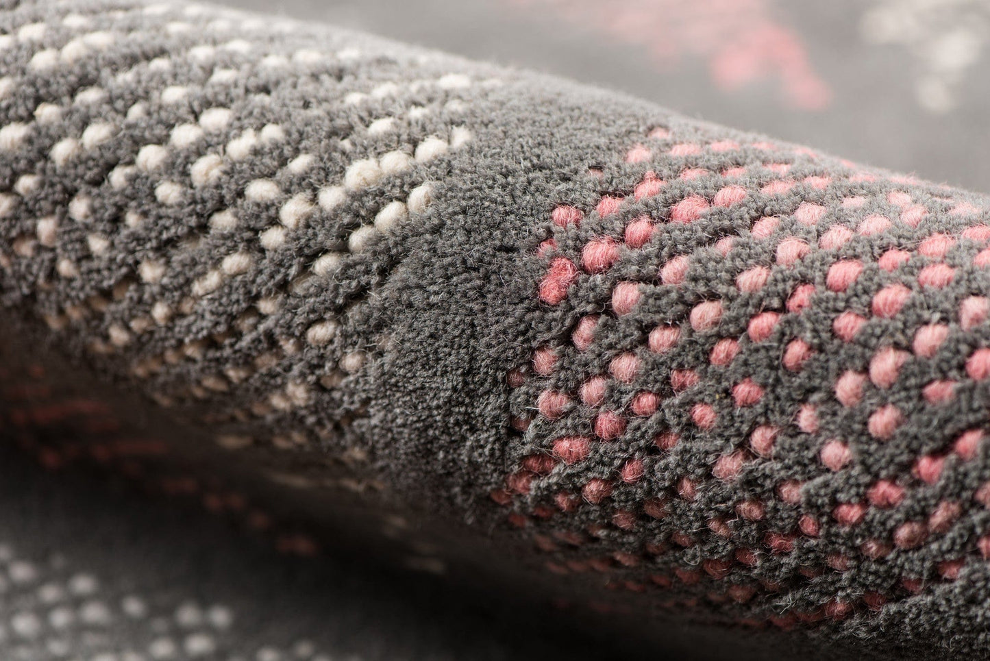 8' X 11' Pink And Gray New Zealand Lambs Wool Geometric Tufted Area Rug