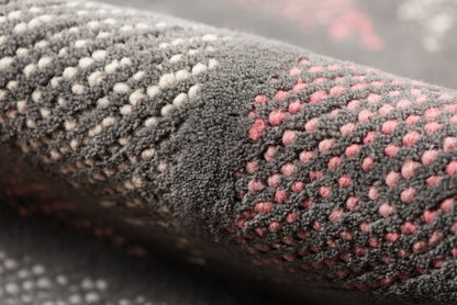 8' X 11' Pink And Gray New Zealand Lambs Wool Geometric Tufted Area Rug