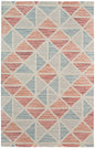 8' X 11' Orange And Blue New Zealand Lambs Wool Geometric Tufted Area Rug