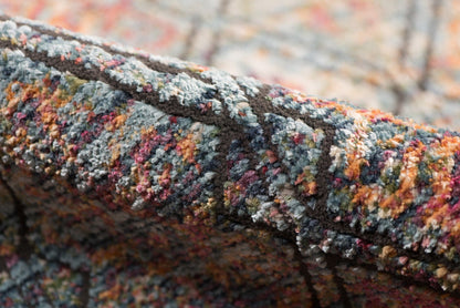 9' X 12' Teal Pink And Ivory Patchwork Stain Resistant Area Rug