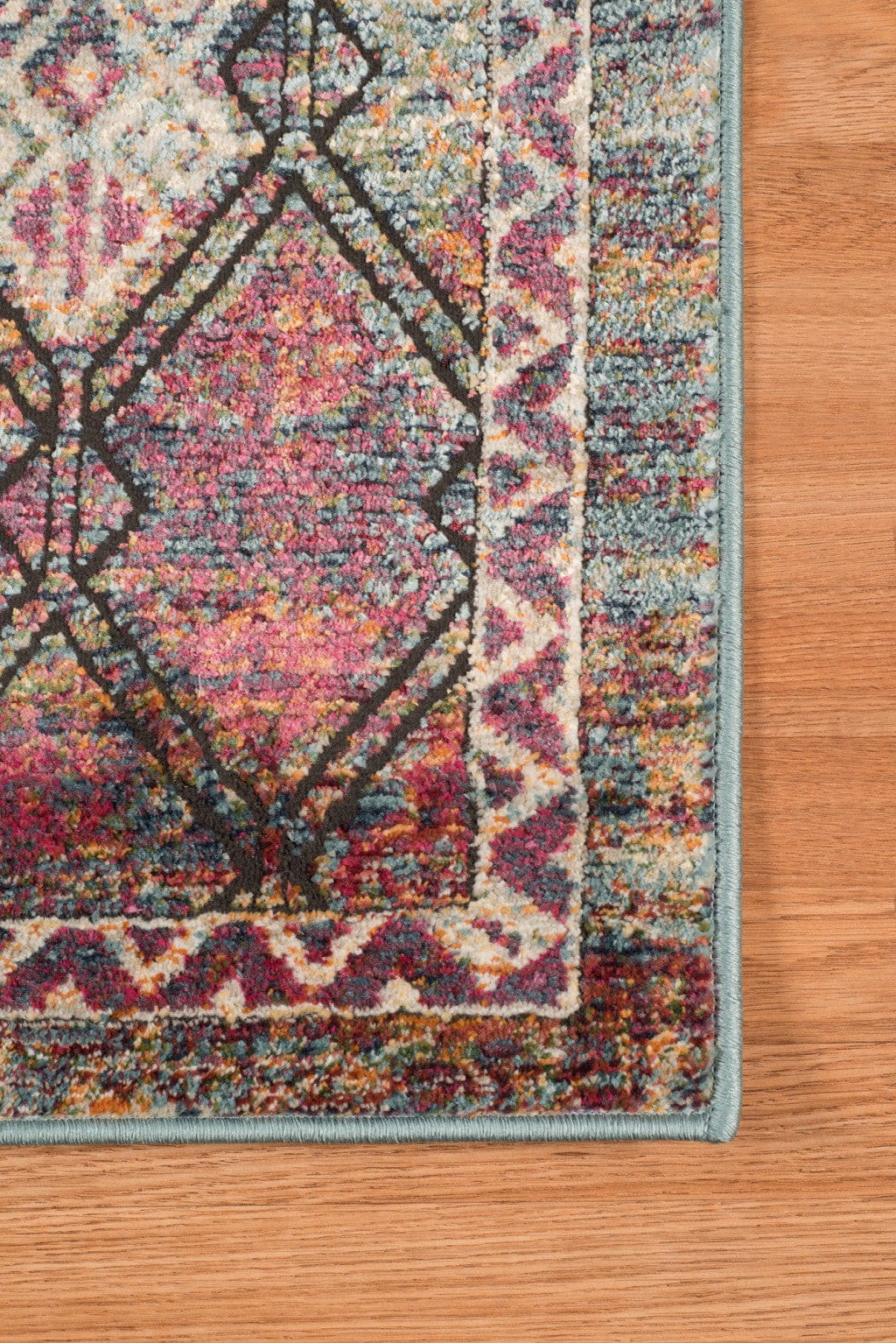 9' X 12' Teal Pink And Ivory Patchwork Stain Resistant Area Rug