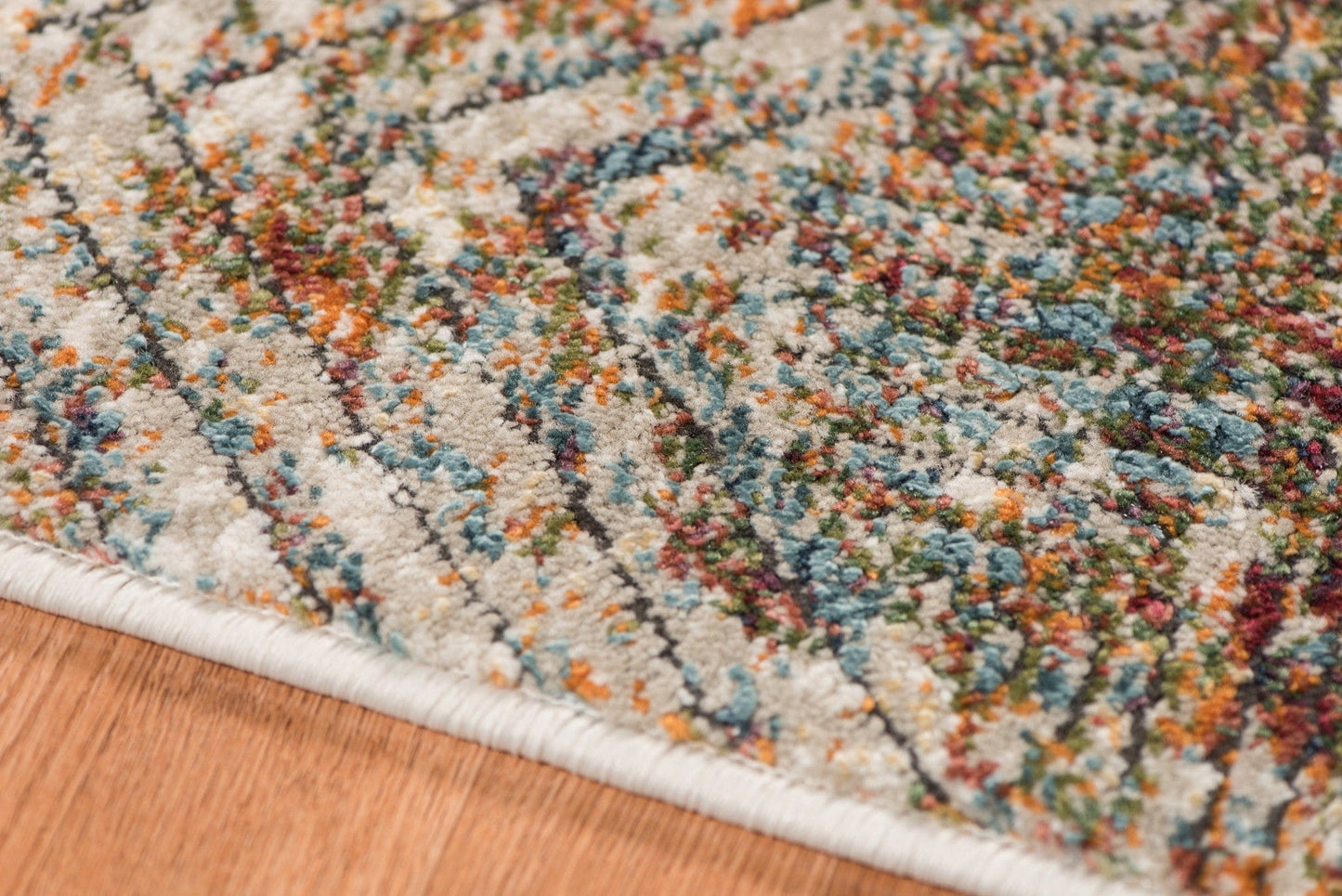 9' X 12' Orange And Ivory Geometric Power Loom Stain Resistant Area Rug