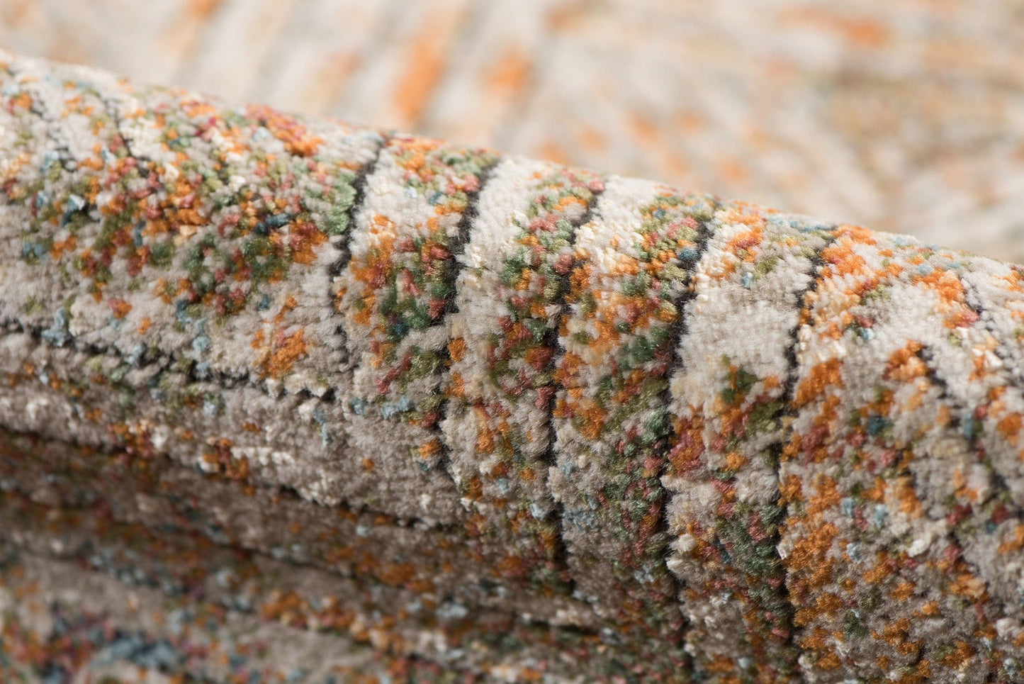 9' X 12' Orange And Ivory Geometric Power Loom Stain Resistant Area Rug