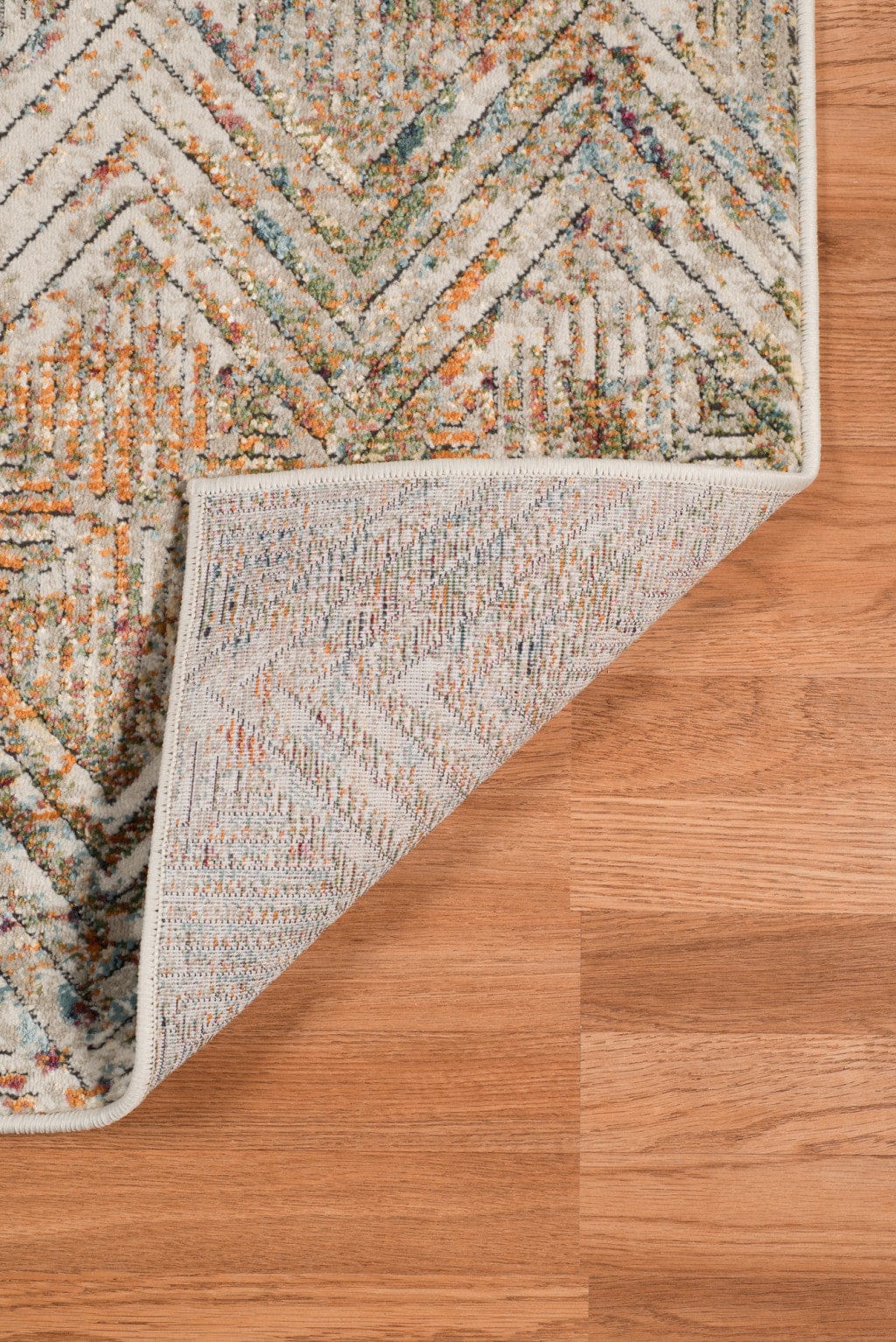 9' X 12' Orange And Ivory Geometric Power Loom Stain Resistant Area Rug