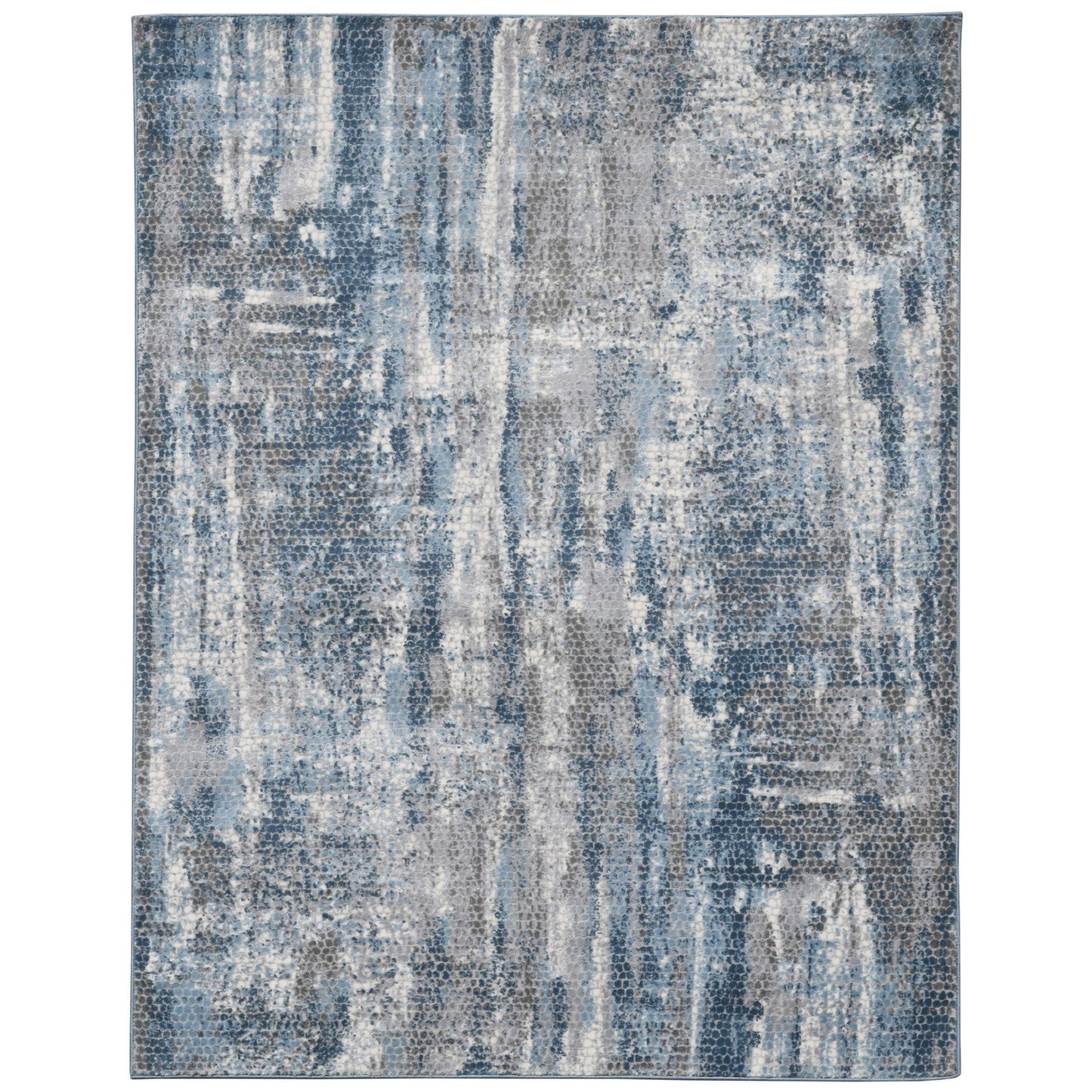 9' X 12' Blue Ivory And Gray Abstract Area Rug