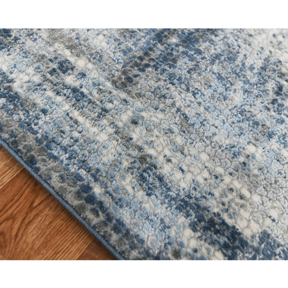 9' X 12' Blue Ivory And Gray Abstract Area Rug
