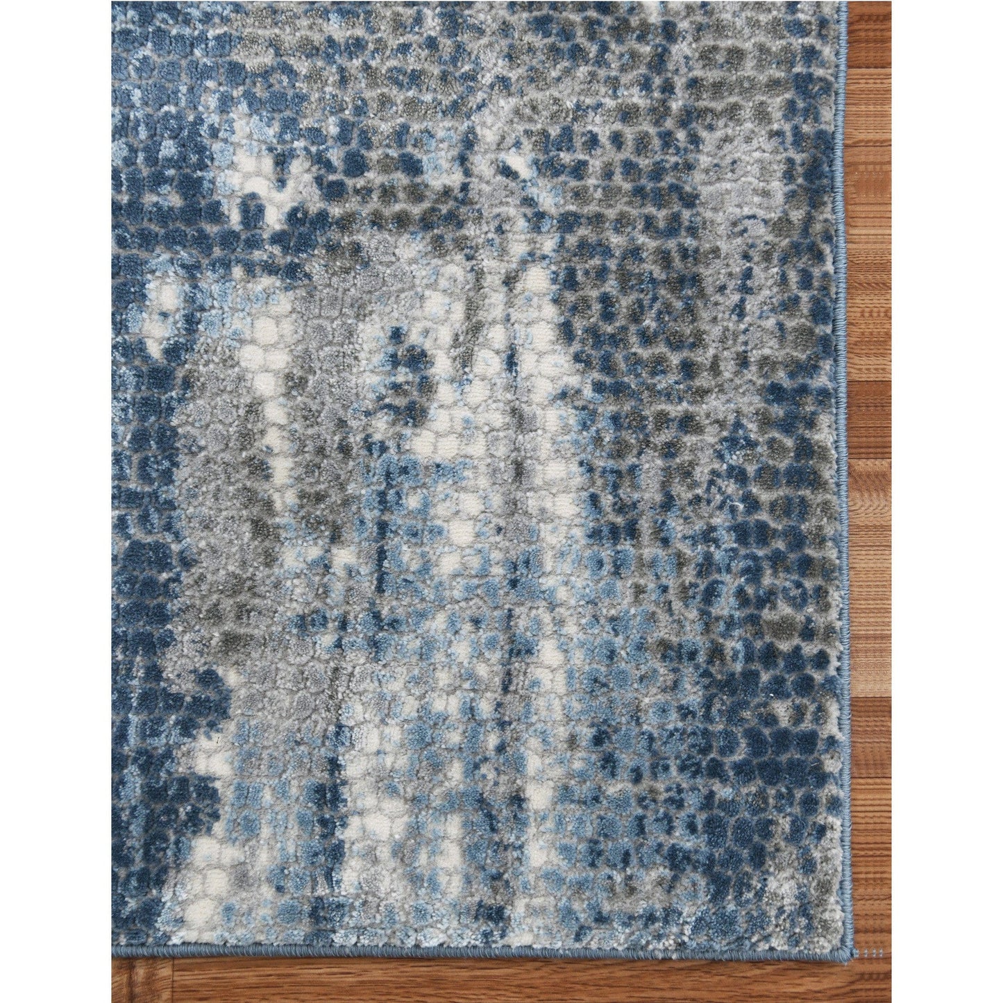9' X 12' Blue Ivory And Gray Abstract Area Rug