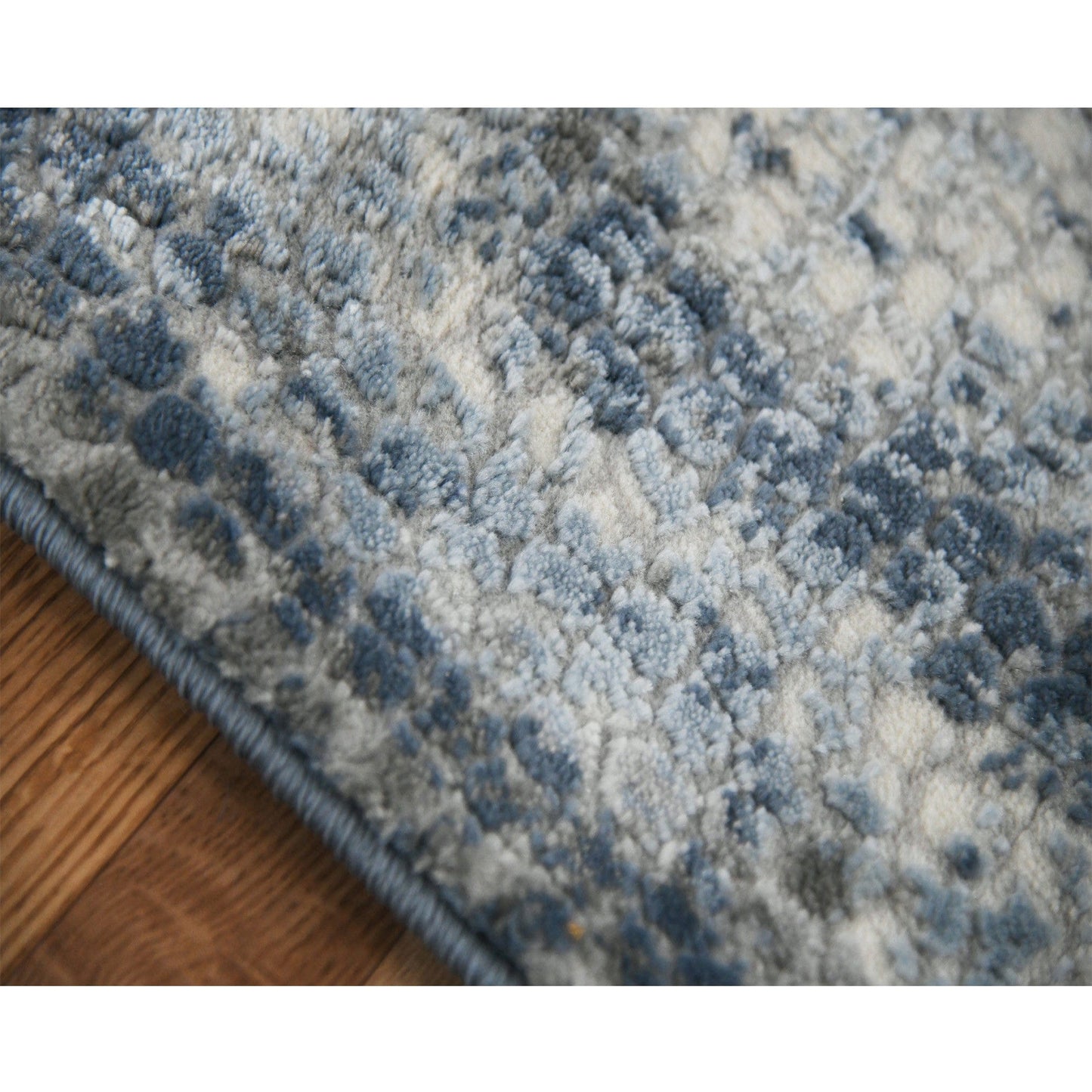 9' X 12' Blue Ivory And Gray Abstract Area Rug