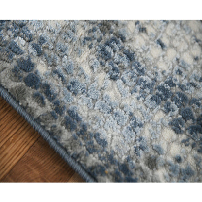 9' X 12' Blue Ivory And Gray Abstract Area Rug