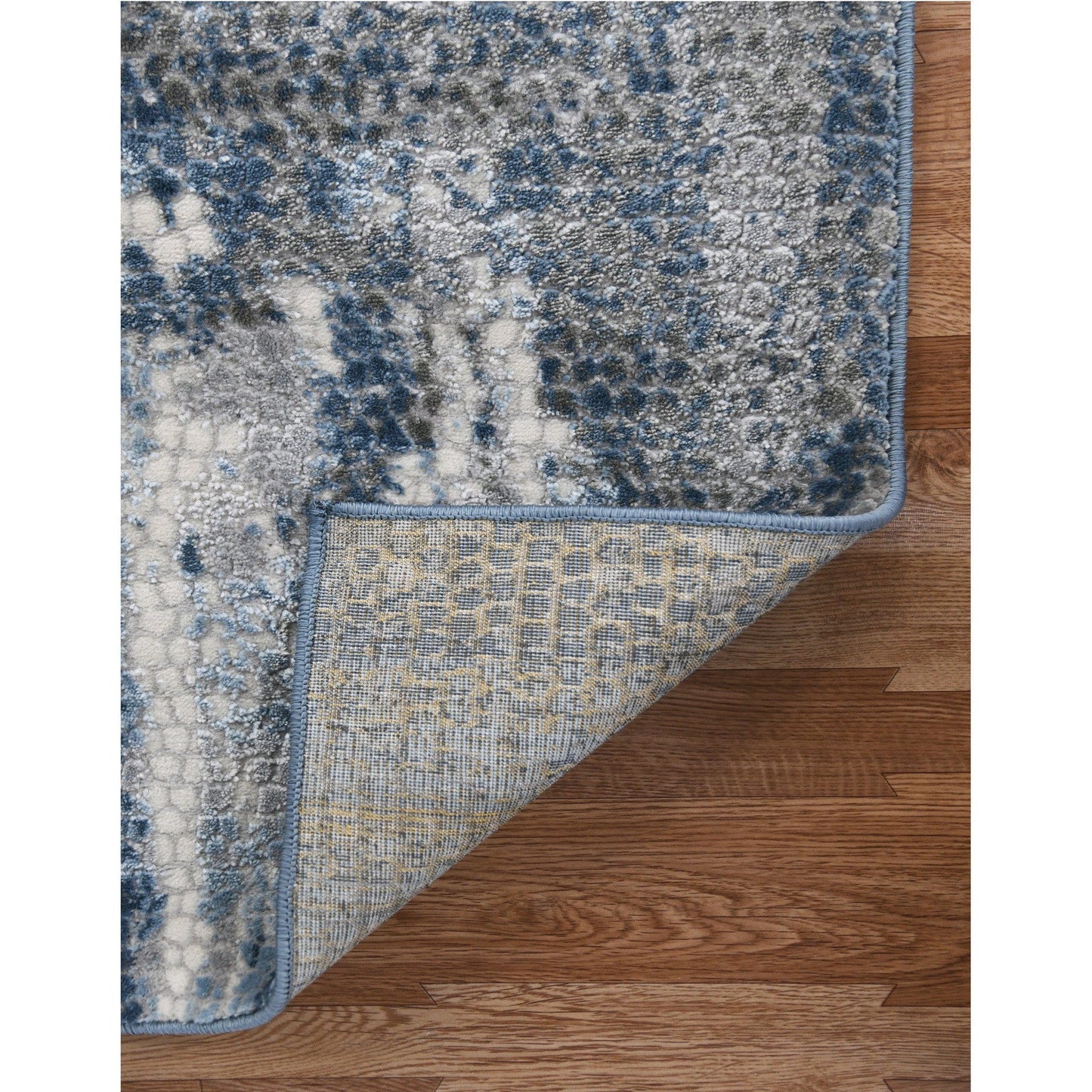9' X 12' Blue Ivory And Gray Abstract Area Rug