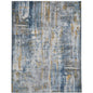 9' X 12' Ivory Blue And Gold Abstract Area Rug