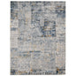 9' X 12' Ivory Blue And Gold Abstract Power Loom Area Rug