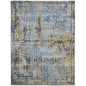 9' X 12' Gray Blue And Yellow Abstract Area Rug
