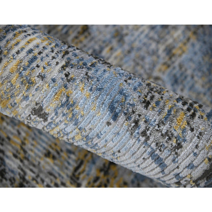 9' X 12' Gray Blue And Yellow Abstract Area Rug
