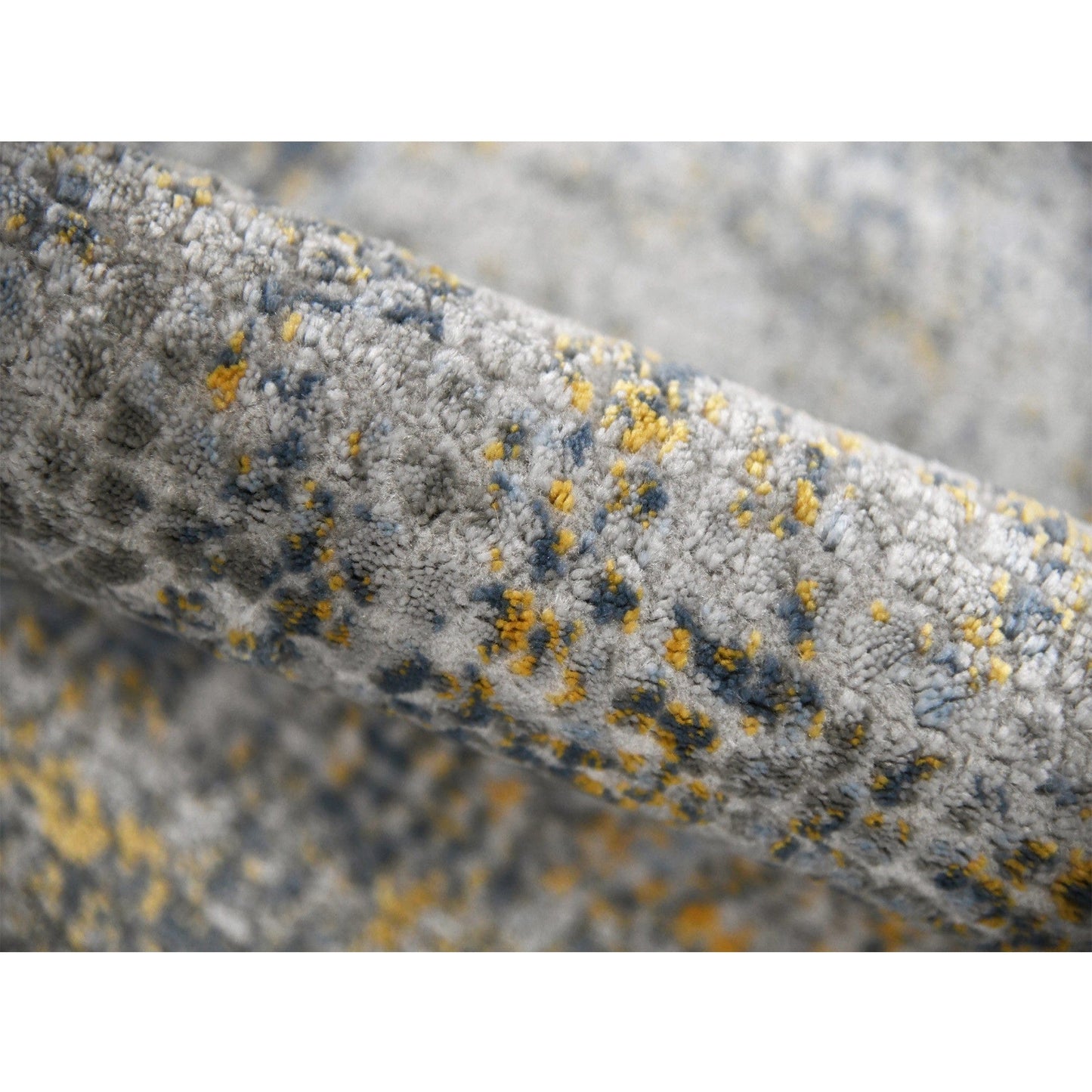 9' X 12' Blue And Gold Abstract Area Rug