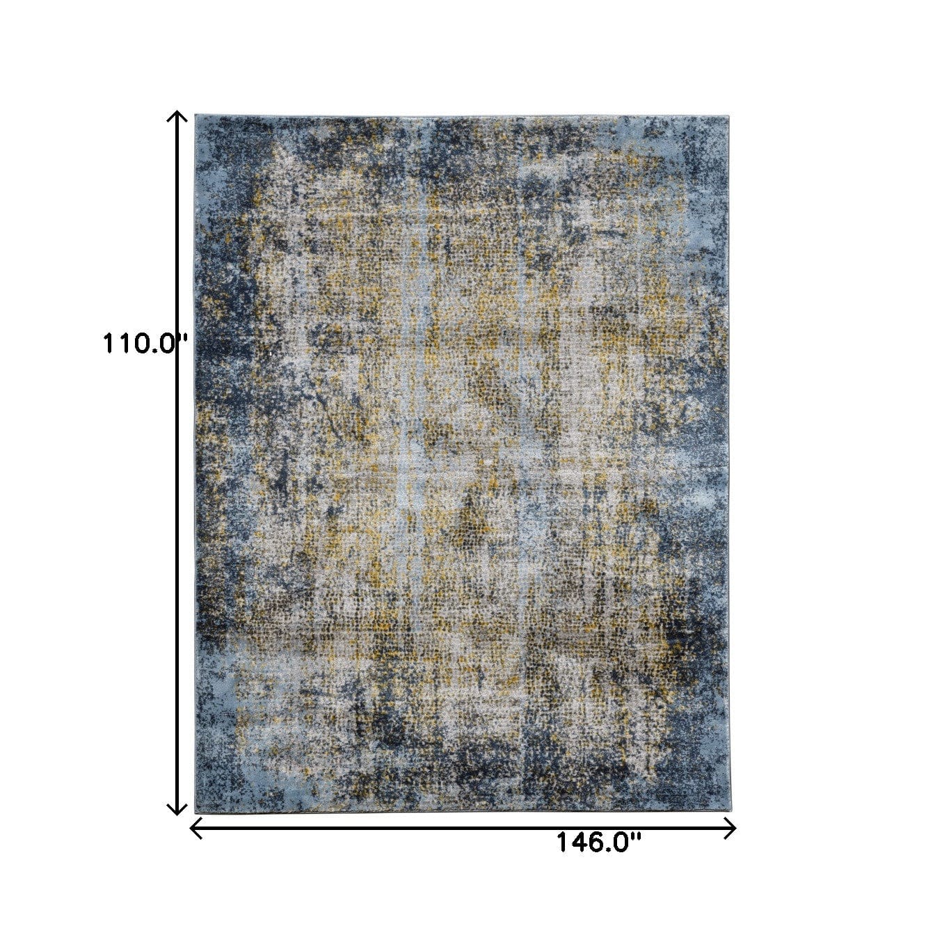 9' X 12' Blue And Gold Abstract Area Rug