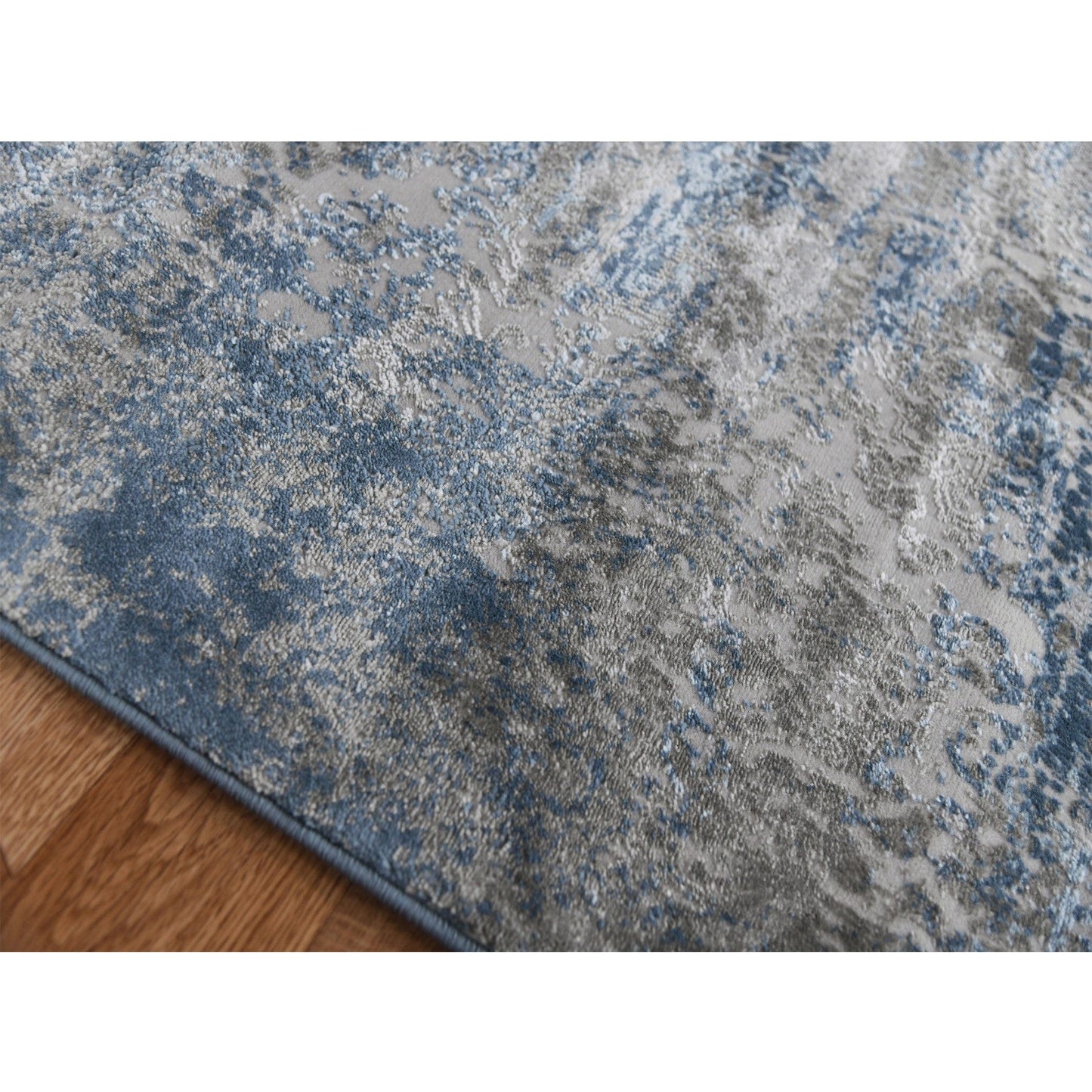 9' X 12' Blue And Gray Abstract Power Loom Area Rug
