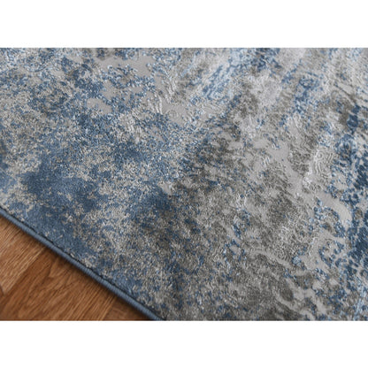 9' X 12' Blue And Gray Abstract Power Loom Area Rug