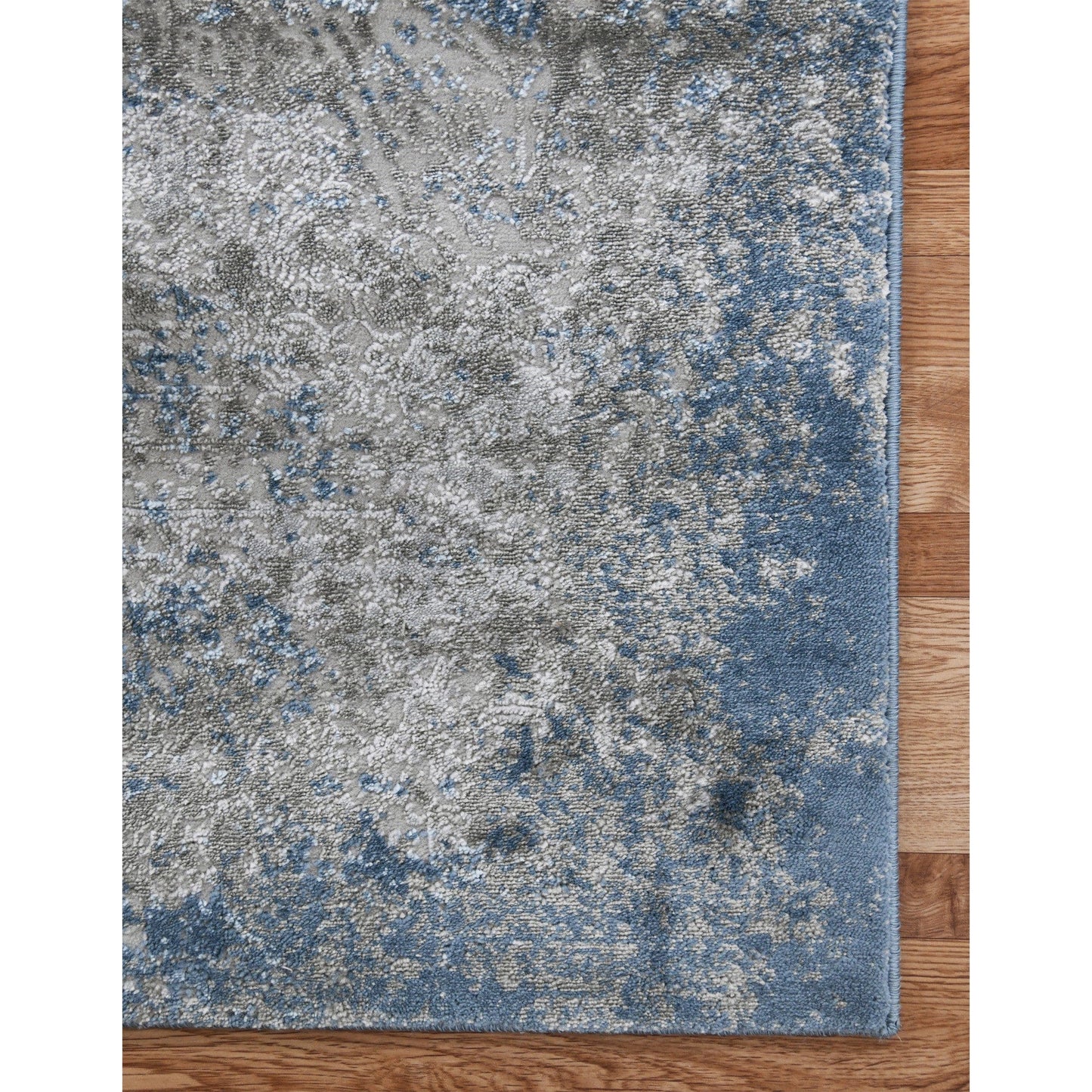 9' X 12' Blue And Gray Abstract Power Loom Area Rug