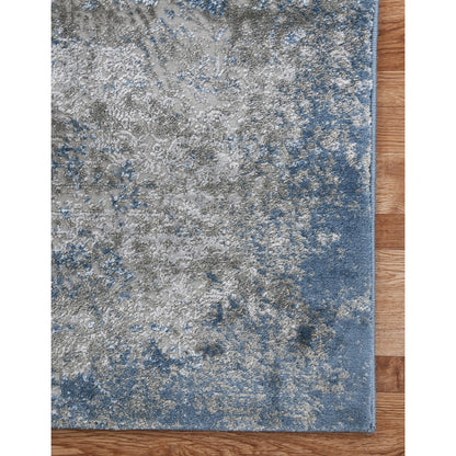 9' X 12' Blue And Gray Abstract Power Loom Area Rug
