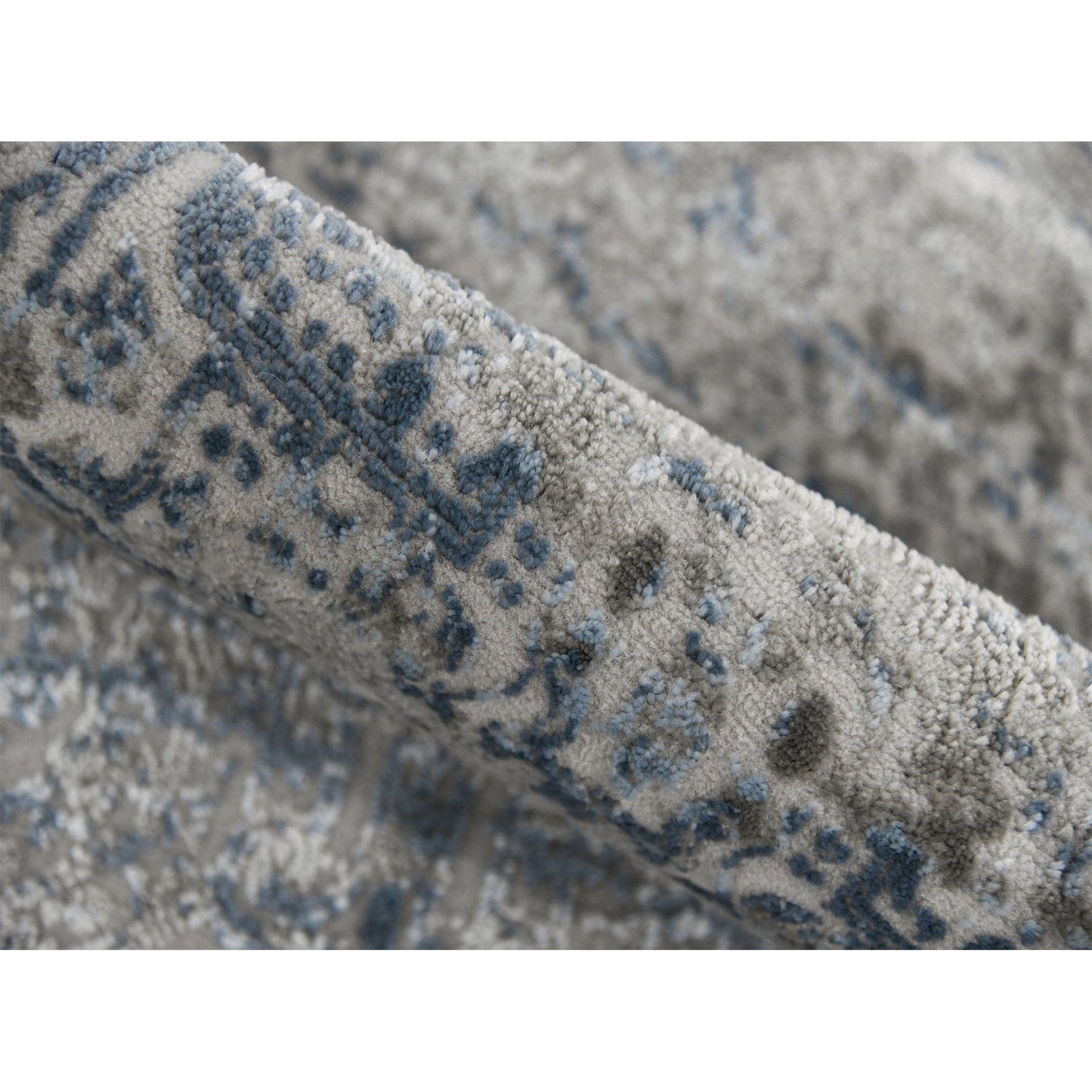 9' X 12' Blue And Gray Abstract Power Loom Area Rug