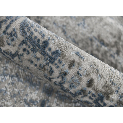 9' X 12' Blue And Gray Abstract Power Loom Area Rug