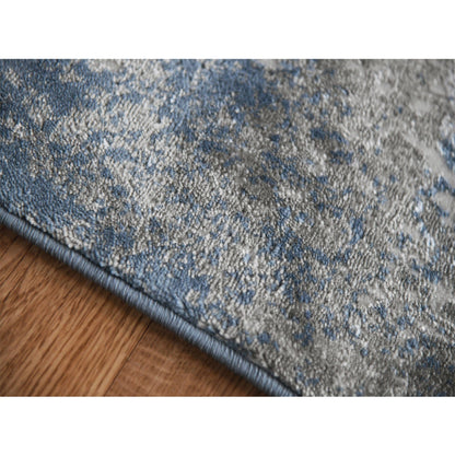 9' X 12' Blue And Gray Abstract Power Loom Area Rug
