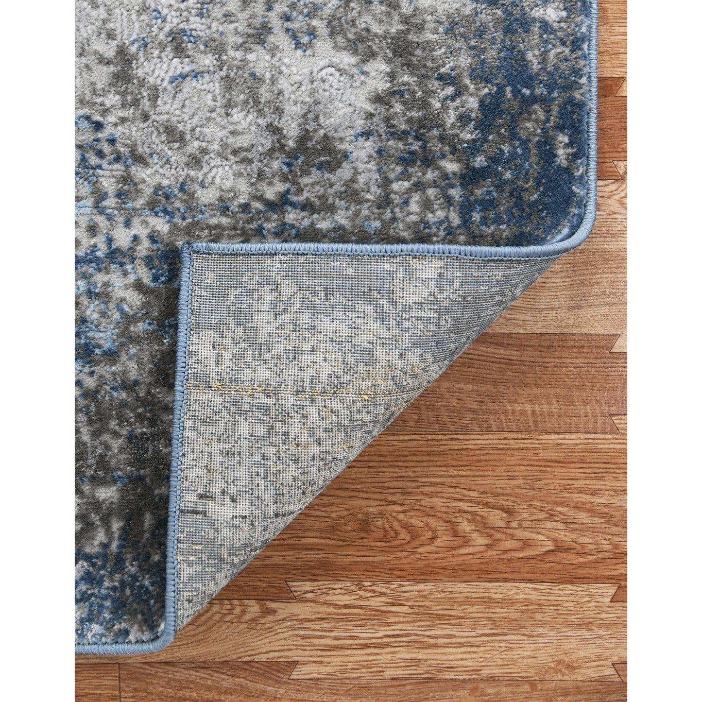 9' X 12' Blue And Gray Abstract Power Loom Area Rug