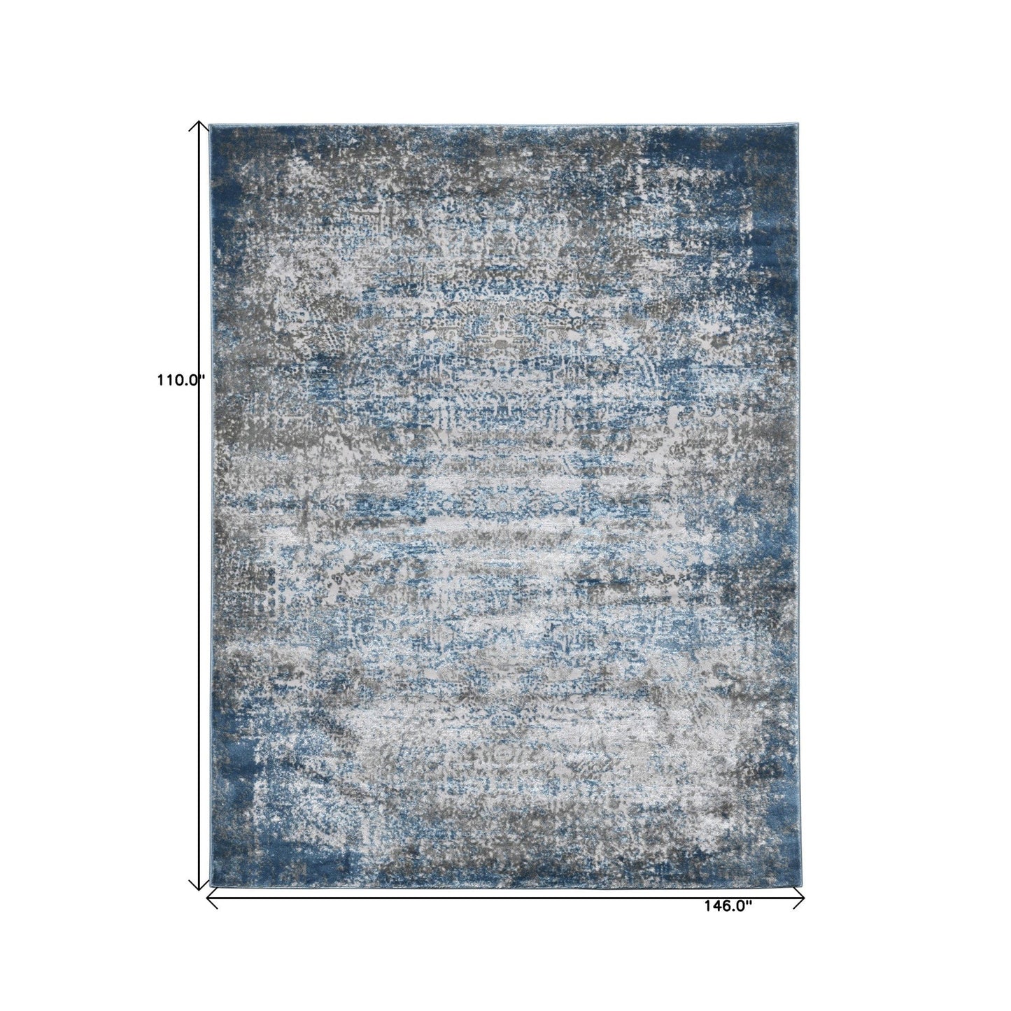 9' X 12' Blue And Gray Abstract Power Loom Area Rug