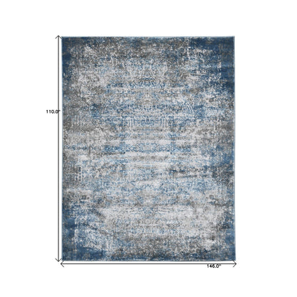 9' X 12' Blue And Gray Abstract Power Loom Area Rug