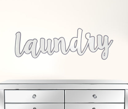 White And Gray Metal Laundry Room Wall Decor